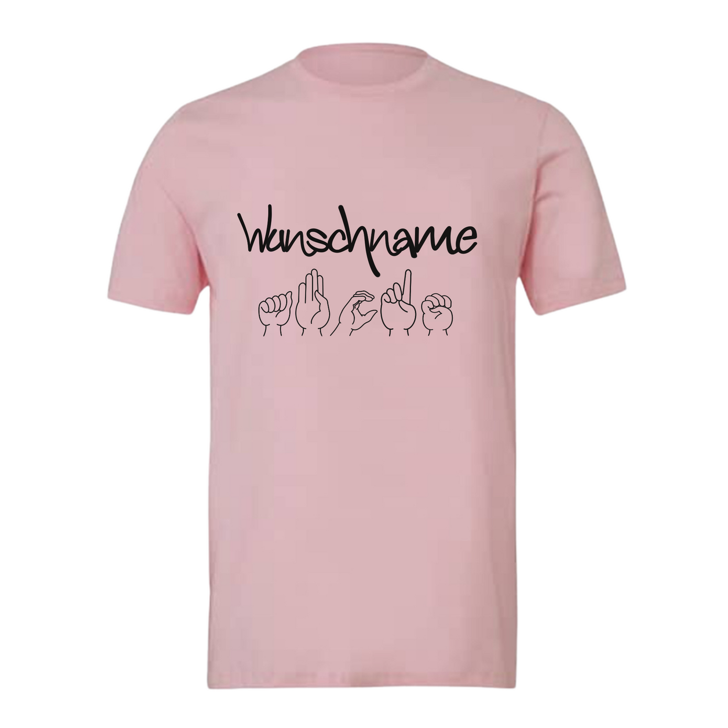 Inklusives Unisex T-Shirt mit individuellem mit Wunschname und Fingeralphabet