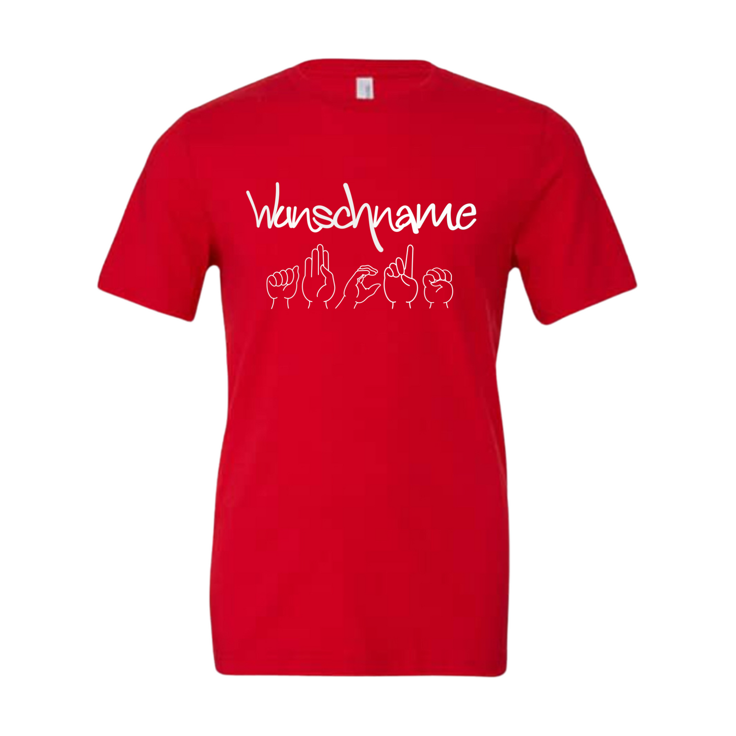 Inklusives Unisex T-Shirt mit individuellem mit Wunschname und Fingeralphabet