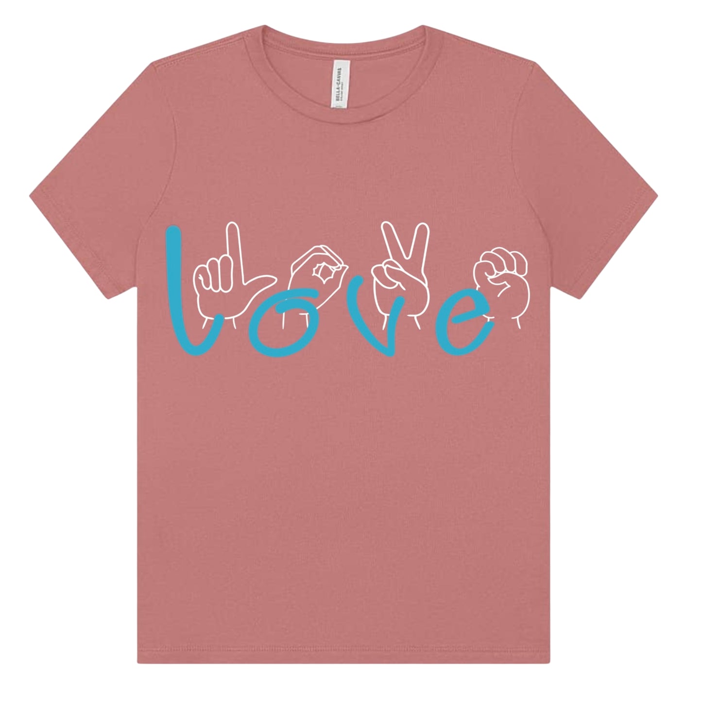 Damen T-Shirt „LOVE“ mit Fingeralphabet