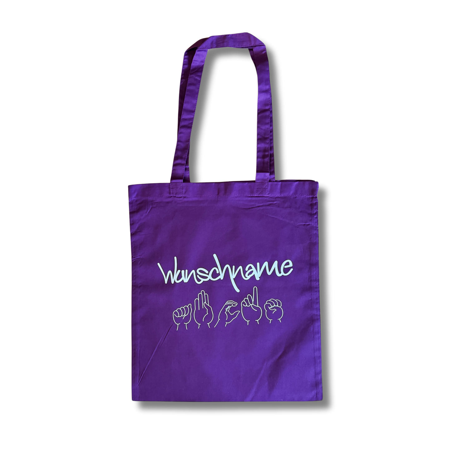 Name and finger alphabet on shopping bag