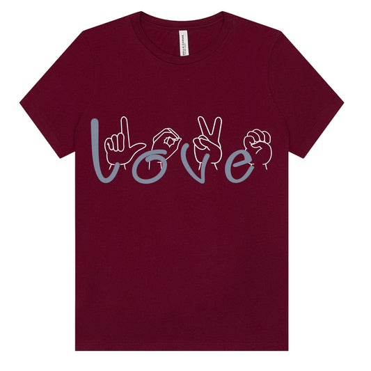 Damen T-Shirt „LOVE“ mit Fingeralphabet