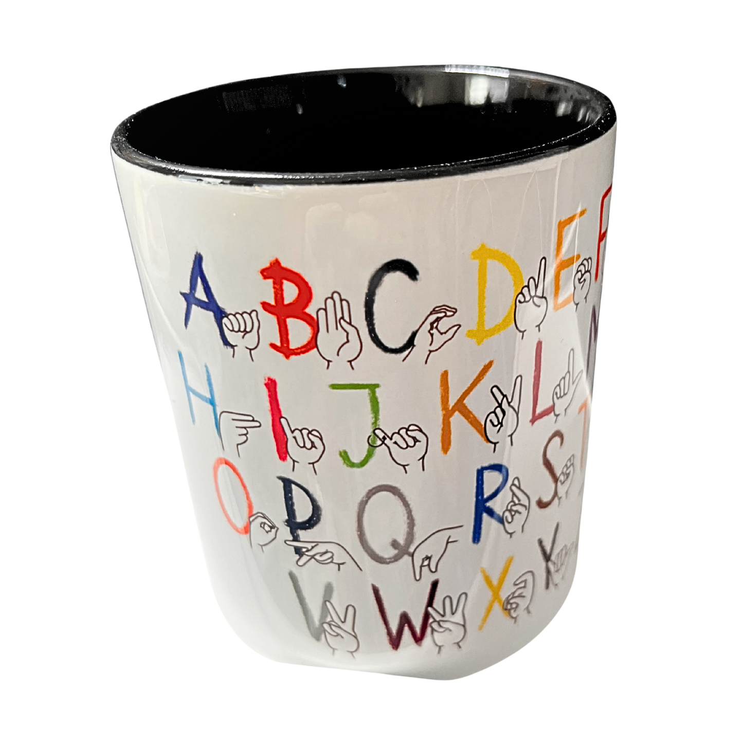 Tasse mit Fingeralphabet – bunt & inklusiv